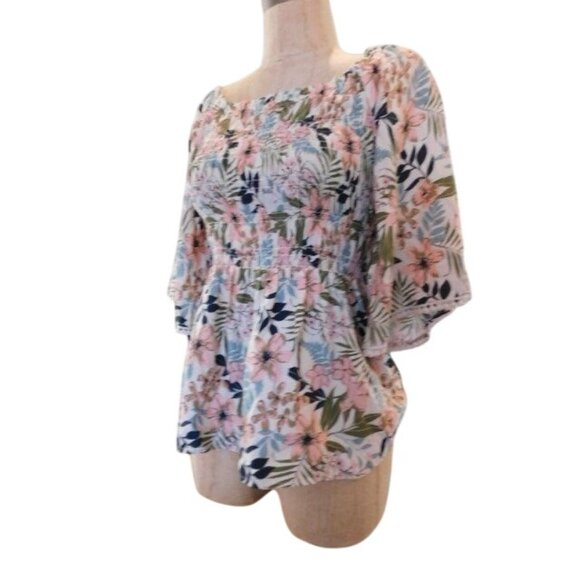 Chenault Size S Small Floral Boho On Off Shoulder Blouse Top NWT - Picture 2 of 2